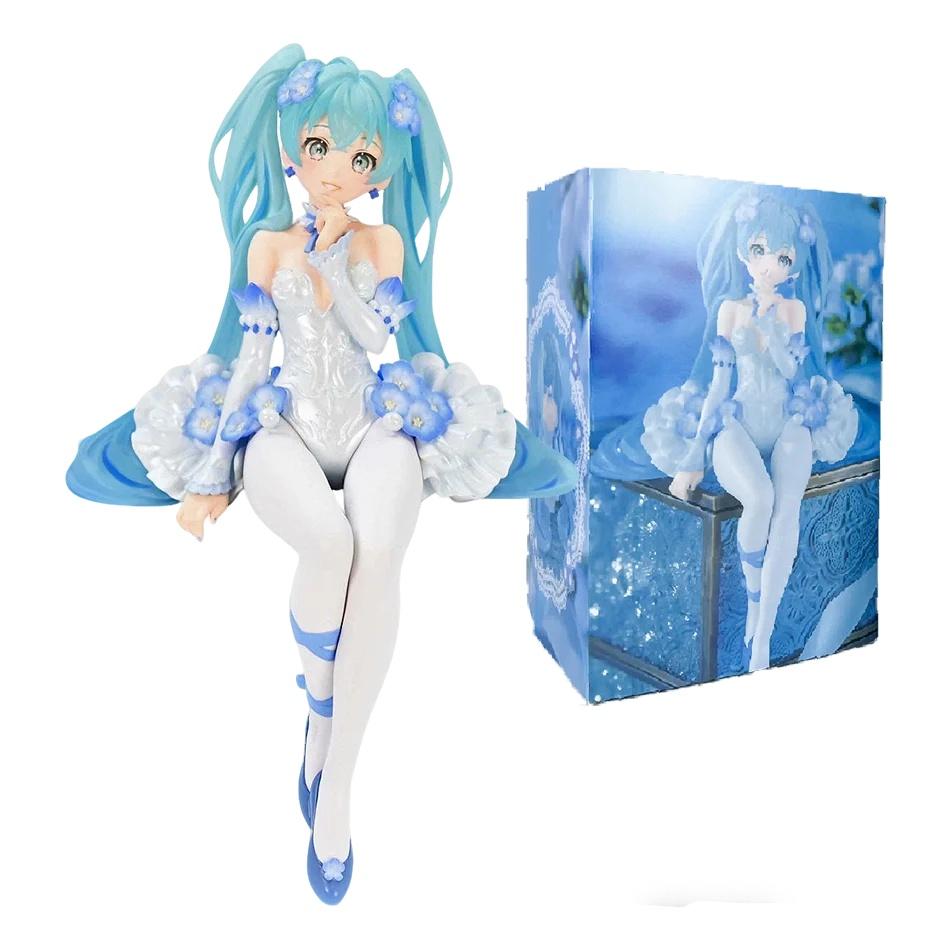 New Hatsune Miku Anime Figure Pink Sakura Sitting Position Pvc Action Figure Model Toy Decoration Collect Gifts