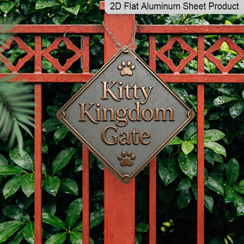 2D Flat, 1pc Cat Kingdom Themed Vintage Metal Wall Sign - Retro Feline Decor with Irregular Cat-Shaped Cutouts Suitable for Entryway, Living Room