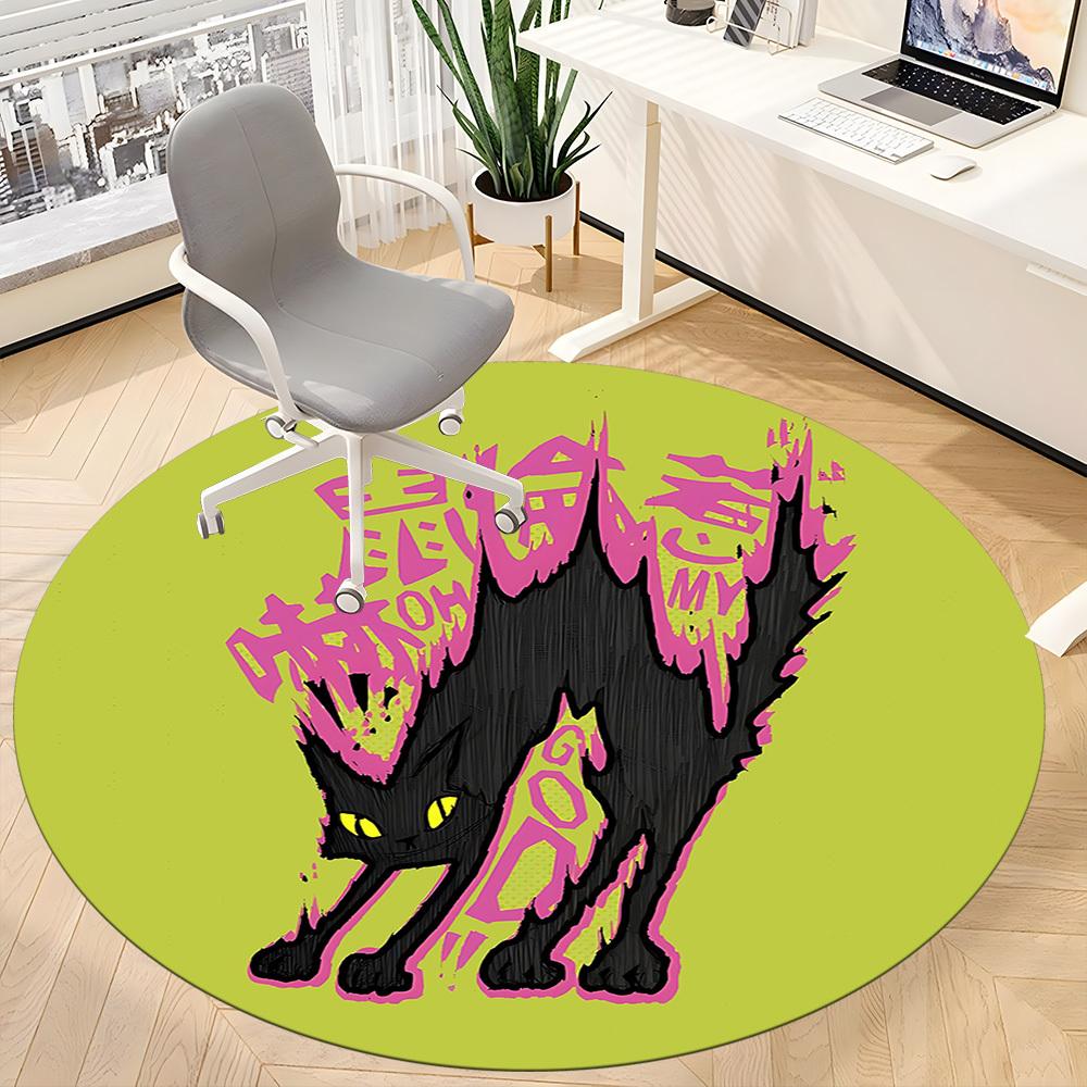 1pc Cat Artwork Office Round Area Rug, Mat Suitable For Office, Under Office Chairs Bedroom Living Room Home Decor, Room Deco