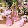 4pcs Rabbit Easter Fork Bag Reusable Cutlery Holder Bag Cute Easter Bunny Utensil Holder  Felt