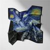 POBING Twill Silk Scarf Woman Van Gogh Print Square Scarves Wraps Bandana Small Hijabs Foulards Tie Headband Neckerchief 53CM