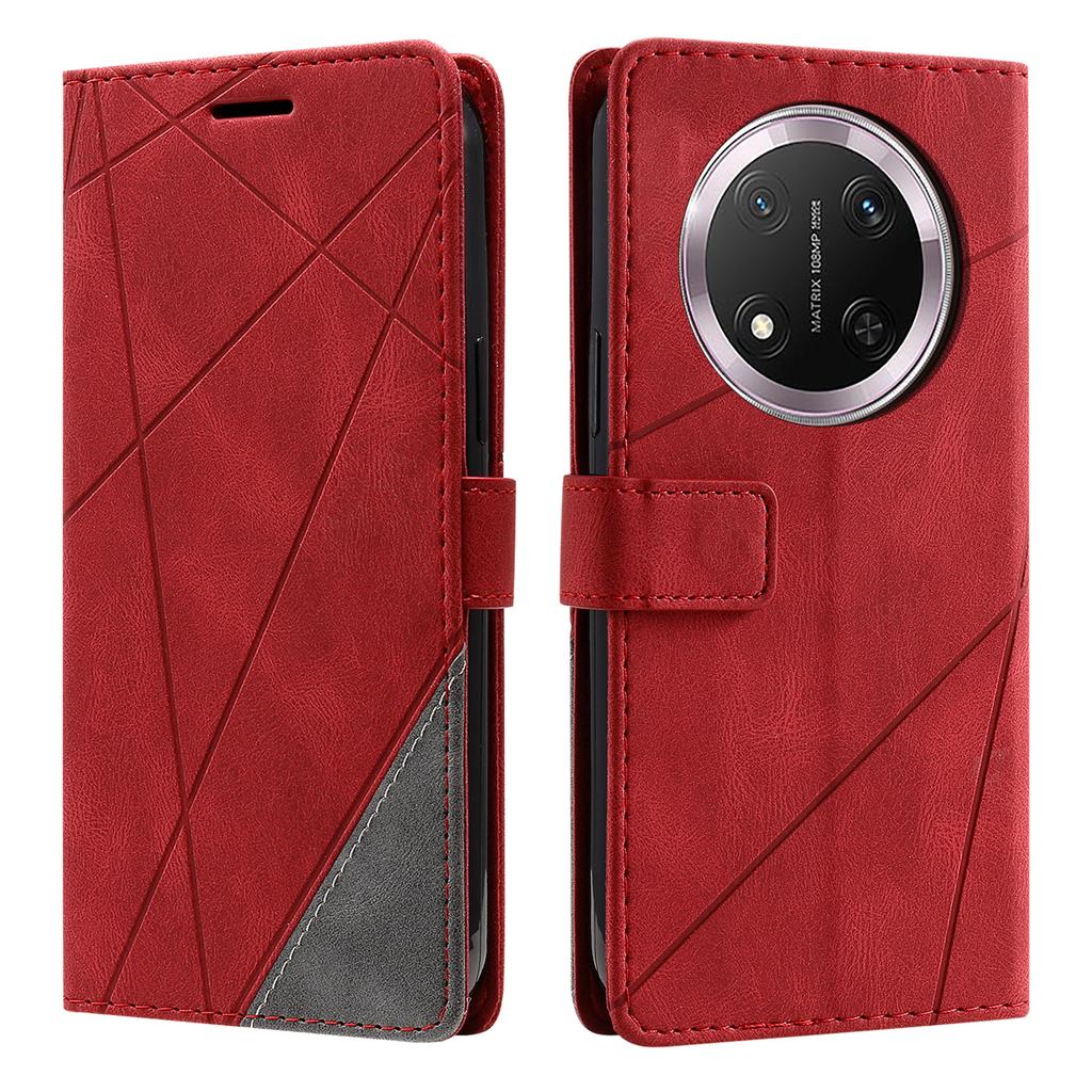 Leather Case for Honor X9c 5G/Magic7 Lite 5G/X60 Pro 5G Imprinted Lines Splicing Wallet Phone Cover
