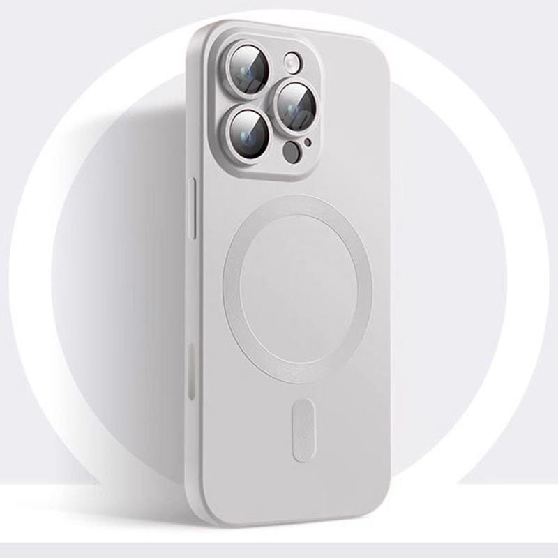 Luxury 16 Black Magsafe Magnetic Case for iPhone 16 15 14 13 12 11 Pro Max Plus Soft Silicone Matte Antiskid Lens Protect Cover