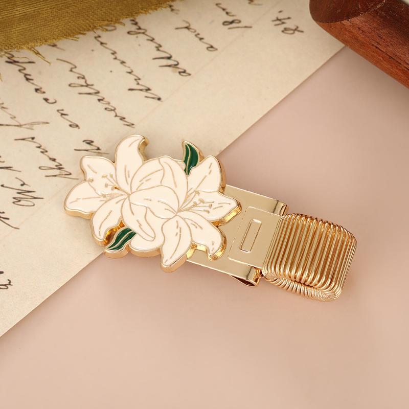 

One Flower-Themed Metal Pen Clip, Creative Retro Spring Pen Clip, Suitable For Student Pen Clips, Notebooks, And School Supplies A2