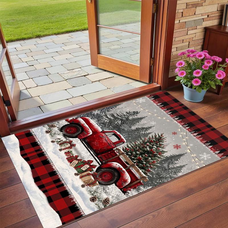 Christmas Printed Square Area Rug Soft Non Slip Floor Carpet For Bedroom Holiday Gift