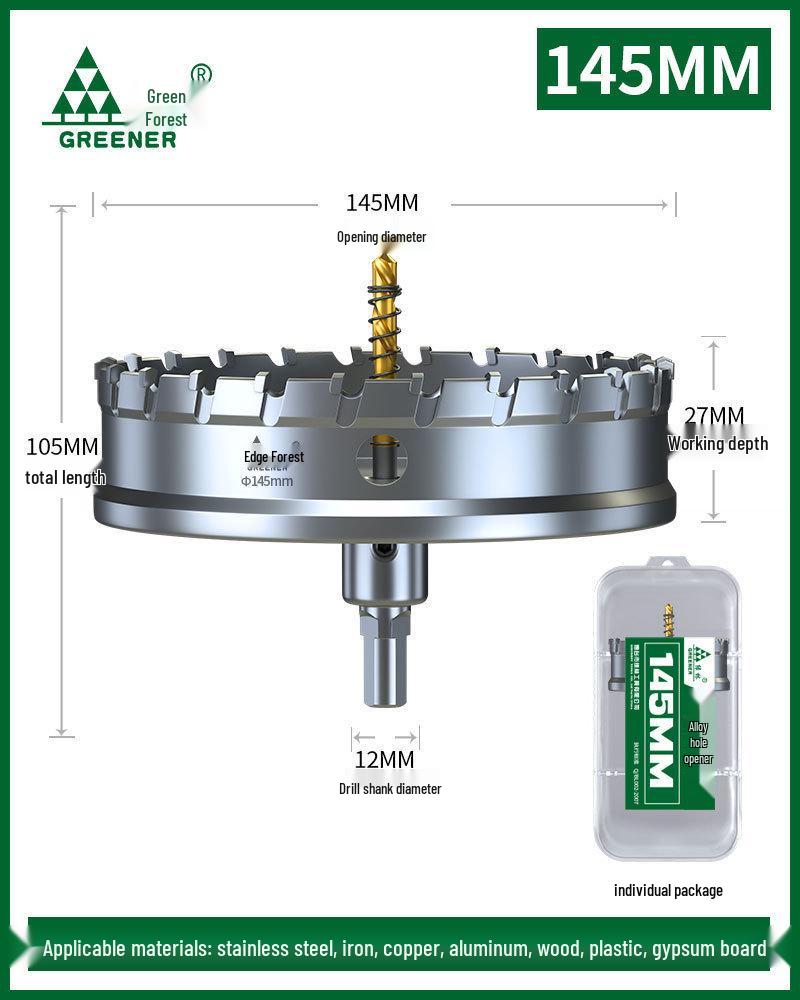 Green Forest Stainless Steel Hole Saw for Metal, Wood, and Aluminum Drilling