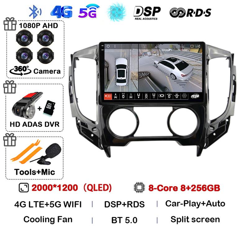 Android 14 Carplay Auto WIFI+4G Car Radio For Mitsubishi Pajero Sport 3 L200 2015-2019 Multimedia Video Player BT GPS Navigation