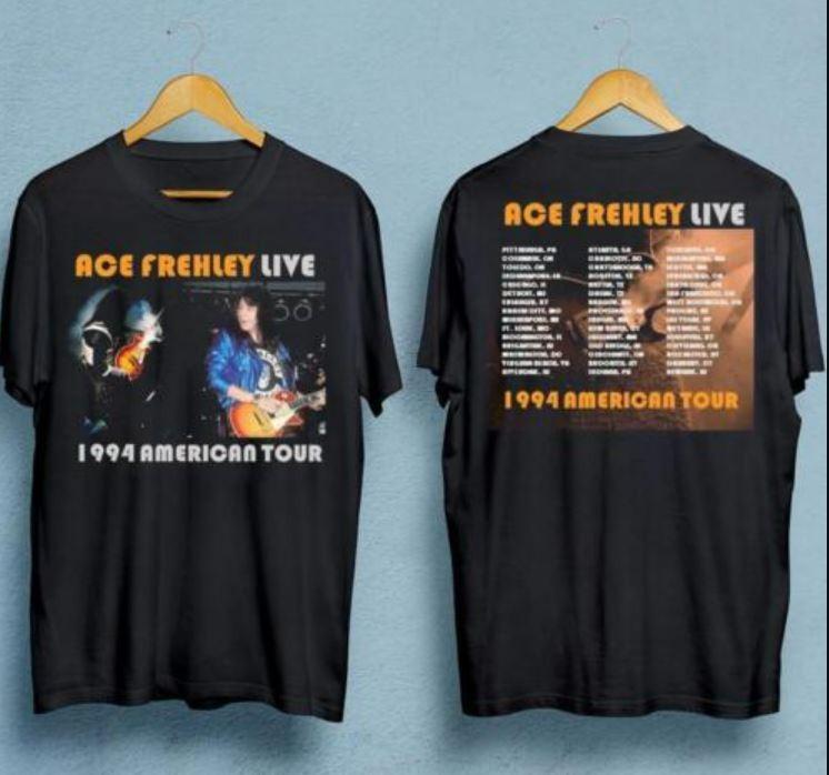

Ace Frehley tour Double-sided T-shirt Black Short Sleeve S-5Xl 4XL