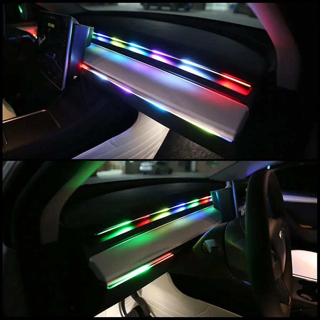 Car LED Ambient Light 64 Colors RGB USB App Control Interior Atmosphere Lamp Acrylic Strip 110cm Car Decor