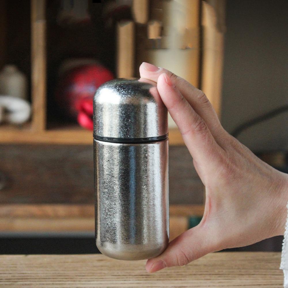 Titanium Capsule Shaped Thermal Water Bottle Double Wall Insulated Travel Water Bottle Vaccum Flask Cup 101-200ml