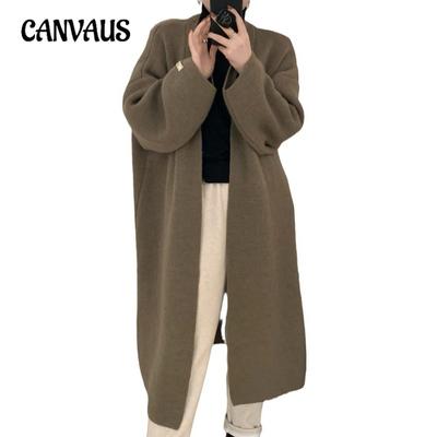 Lazy Wind Medium-length Plus Size Sweater Jacket Women's Fall and Winter Advanced Sense of Knee Loose Thickened Knitted Cardigan