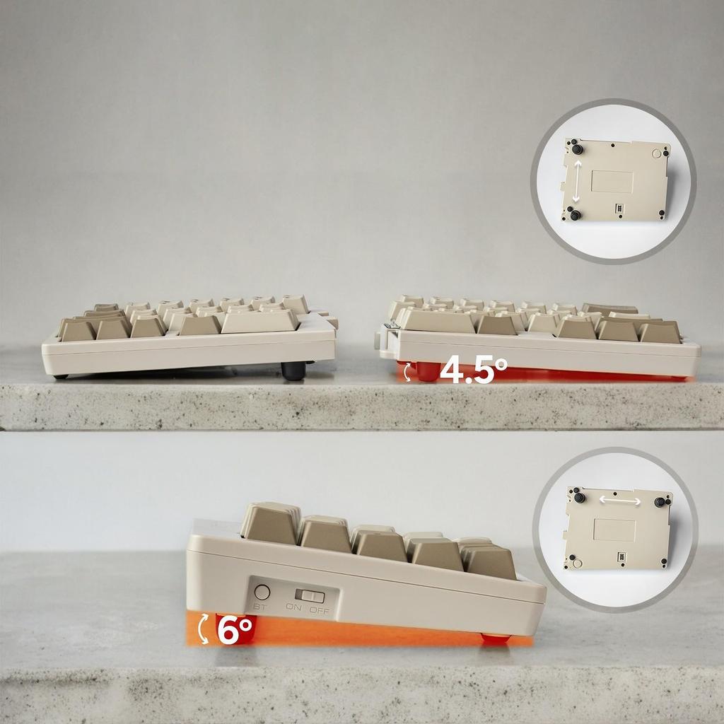 BAROCCOMiSTEL MD600 Alpha Rhino Split Wired Bluetooth 64 Rhino Color Macro Media Key Support Japanese Distributor (English Layout/Brown Switches)