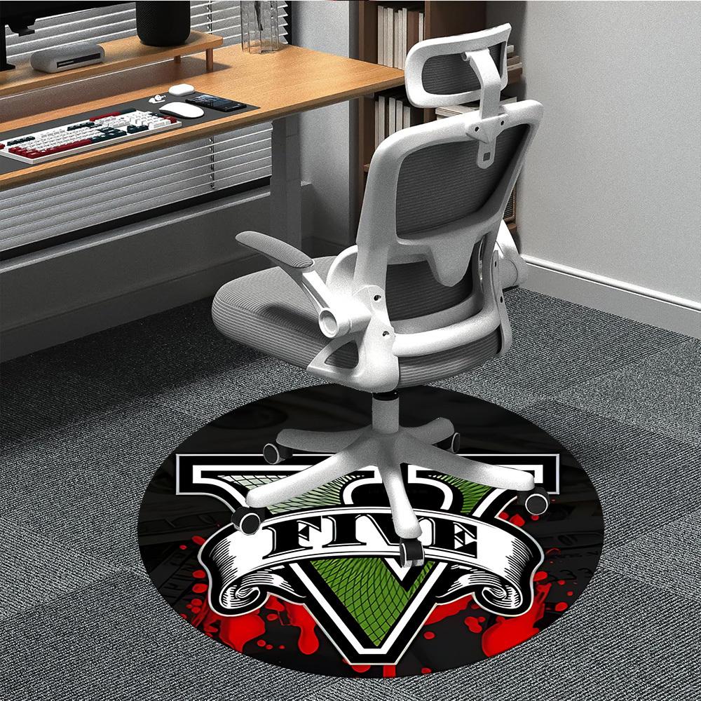 

1pc GTA V Office Round Area Rug, Indoor Mat Suitable For Office, Under Office Chairs Bedroom Living Room Home Decor, Room Deco 80cm