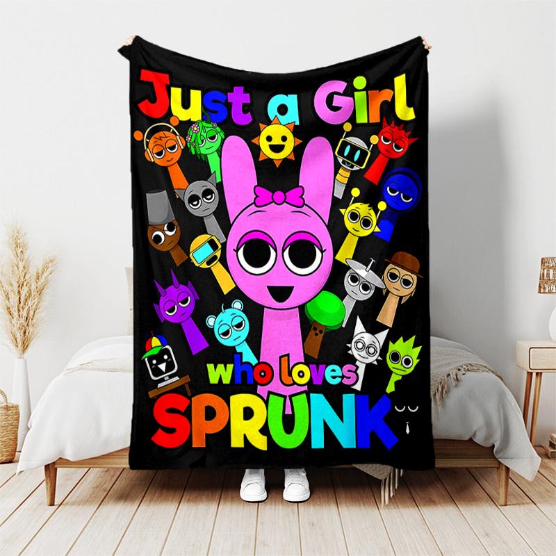 1pc Blanket Sprunki9 Print Design, Lightweight Blanket for Sofa, Bed- Soft &Warm, Gift for All Seasons Like Christmas, Halloween