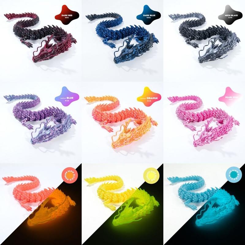 30/45/60cm  Joints Movable Dragon Rotatable 3D Articulated Miniature Statue Desktop Ornament Creative Model Decor Kids Gift