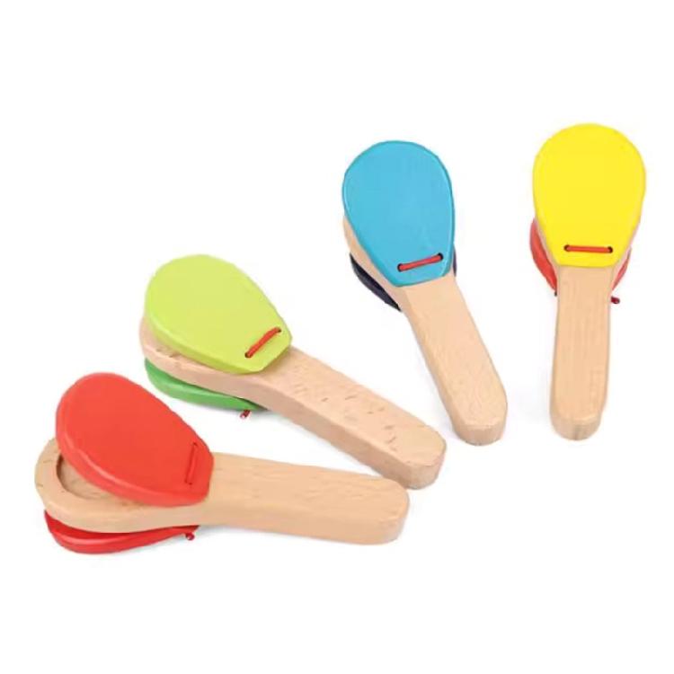 

Kids Musical Instrument Wooden Orff Clapper Castanets Percussion Toy Helps Develop Rhythm Skills Friendly Design for Use 1