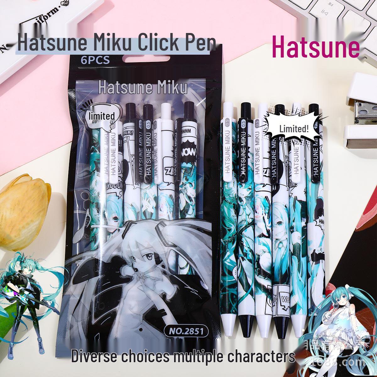Hatsune Miku Quick-Drying Black Gel Exam Pen - Student Click Tip 0.5mm