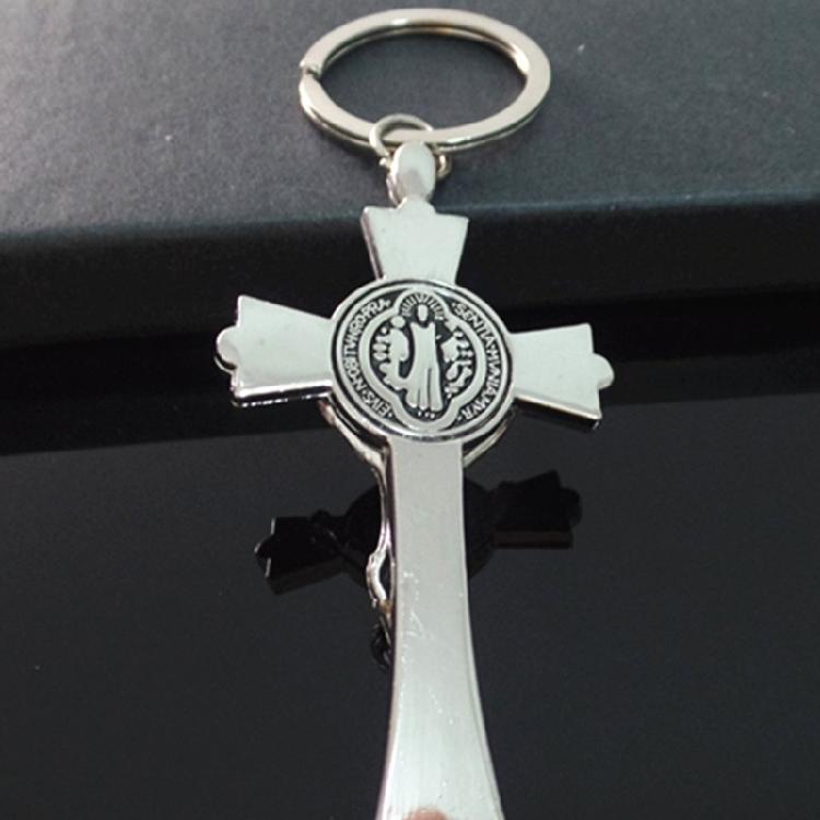Evil Protection Metal Cross Keychain Jesus Key-Ring Faith Key Holder Car Jewelry