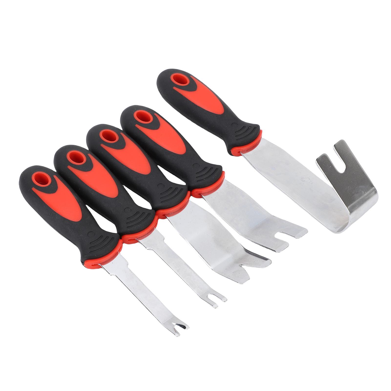 

5 PCS Car Trim Removal Tool Kit Stainless Steel Auto Clip Fastener Remover Pry Tool Set for Vehicle Upholstery Door