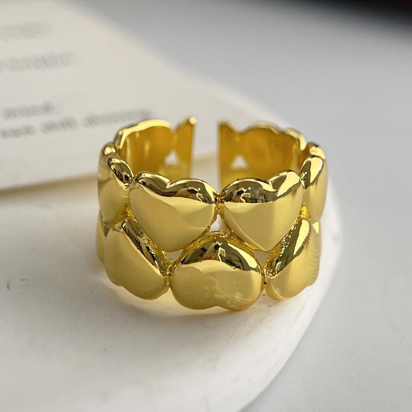

925 Sterling Silver Rings for Women Couple Minimalist Handmade Simple GOld Heart Ring Fine Jewelry Gift Prevent Allergy resizable