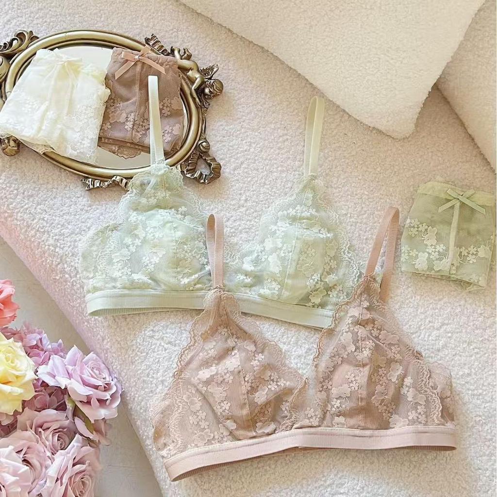 French Lace Push-Up Bra for Small Busts - Sexy, No-Gap Ultra-Thin Triangle Cup