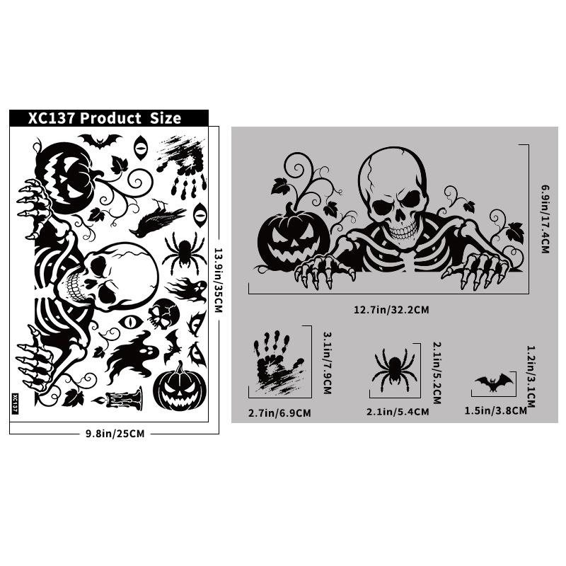 Halloween sticker black horror atmosphere death glass sticker mall window scene arrangement bat static sticker
