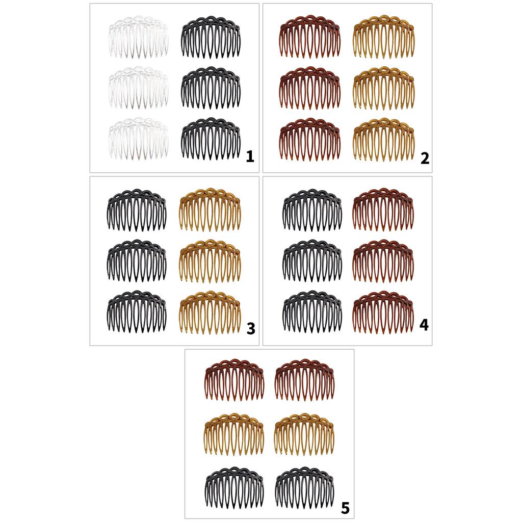 Elegant Hair Combs 6 Piece Plastic Resin Side Parting Hairpins Fashion Headdress For Daily or Formal Event