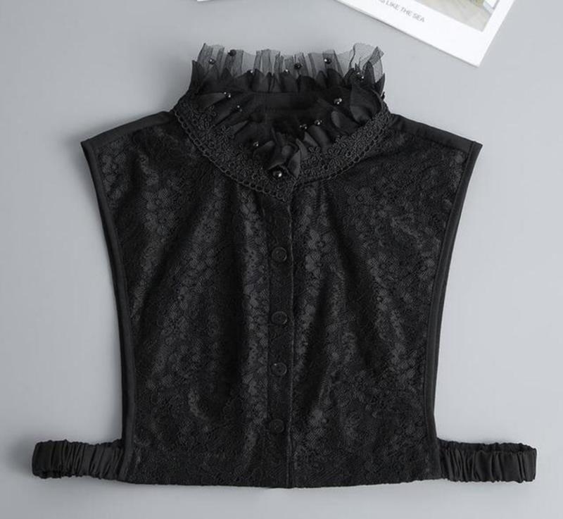 Fashion White Fake Collar Women Detachable Collars Black Woman False Collar Lace Removable Half Shirts Tie Top Collars Decor