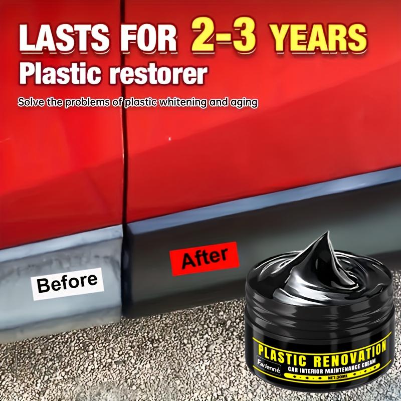 Car Plastic Repair Agent, Interior Trim Polish Wax, Anti-Aging Restorer, Scratch Remover for Dashboard & Tires, Interior & Exterior Use