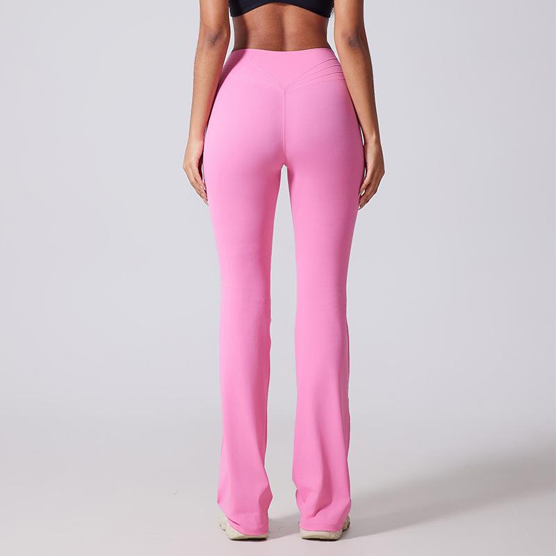 Peach High Waist Butt-Lifting Flare Yoga Pants for Women - Micro Flare, Skinny Fit, Long Length Fitness Pants