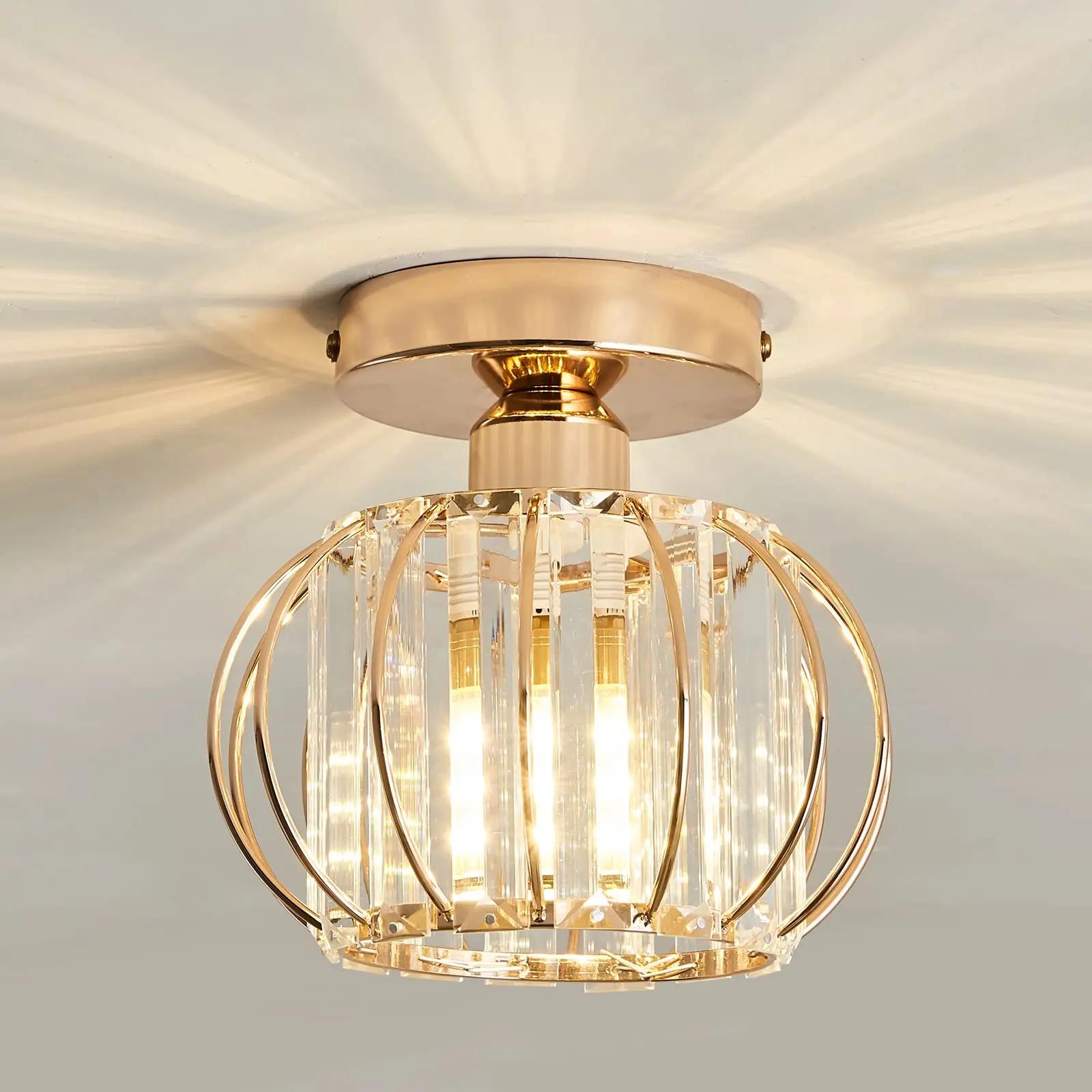 

Кристалл полу-утопленный потолочный светильник E27 современные люстры Glod черного цвета для внутреннего освещения прихожей 6000K золотой