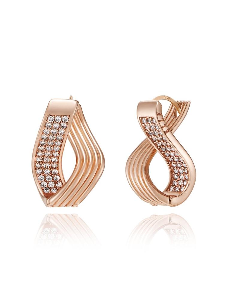 14K Bold Diagonal Line One-Touch Earrings (Gold Pin) ELGPEE394