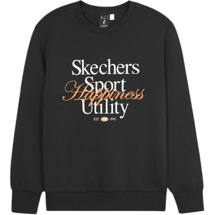 Skechers Sport Casual Round Neck Knitted Pullover Comfortable Sweatshirt Women sweatshirt Carbon-Black L324W019-0018 S