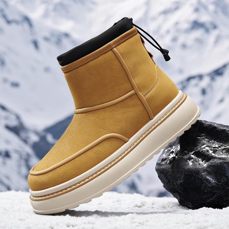 Winter Leather Warm Men Boots Waterproof Male Ankle Boots Mens Snow Boot with Fur Handmade No-slip High Top Male Zapatillas Male