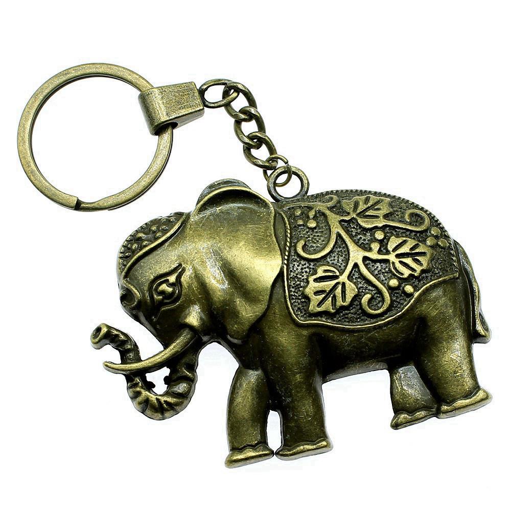 Pendentifs Porte-clés Éléphant Amoureux des Animaux Bijoux en Métal Artisanat Anneau 30mm