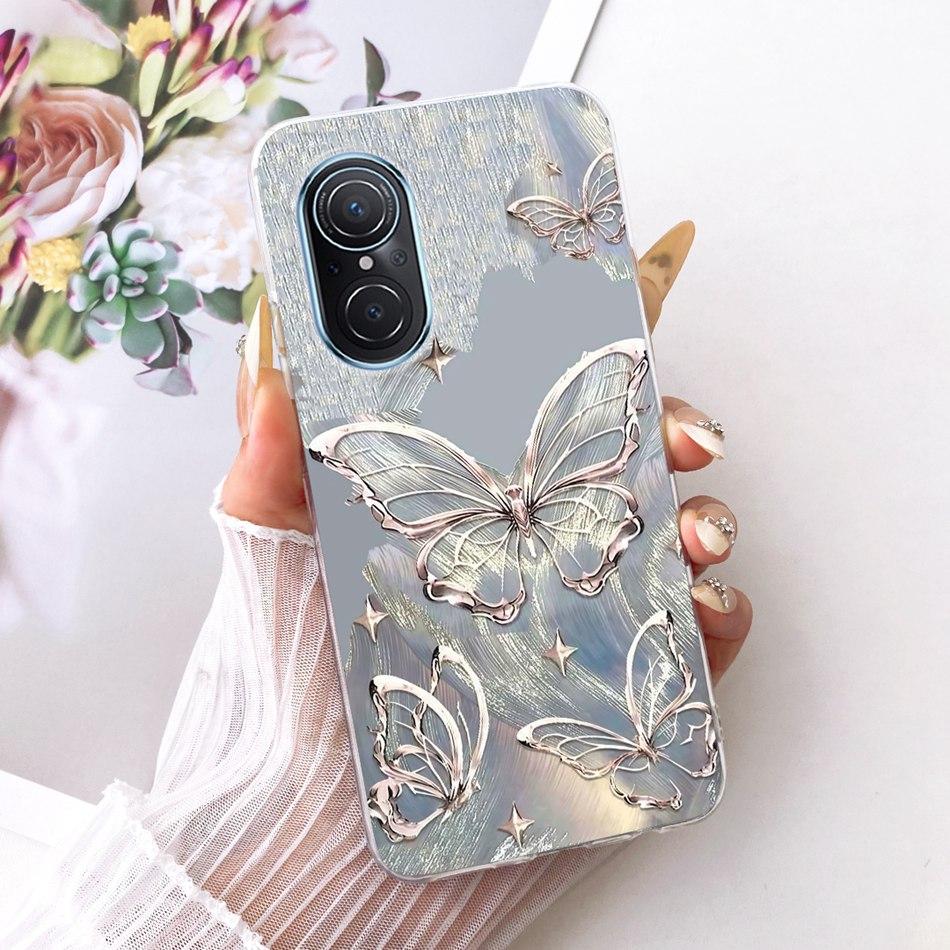 For Huawei Nova 9 SE Nova9 Cute Flower Butterfly Cat Painted Case For Huawei Nova 9 9SE Soft Silicone TPU Phone Cases