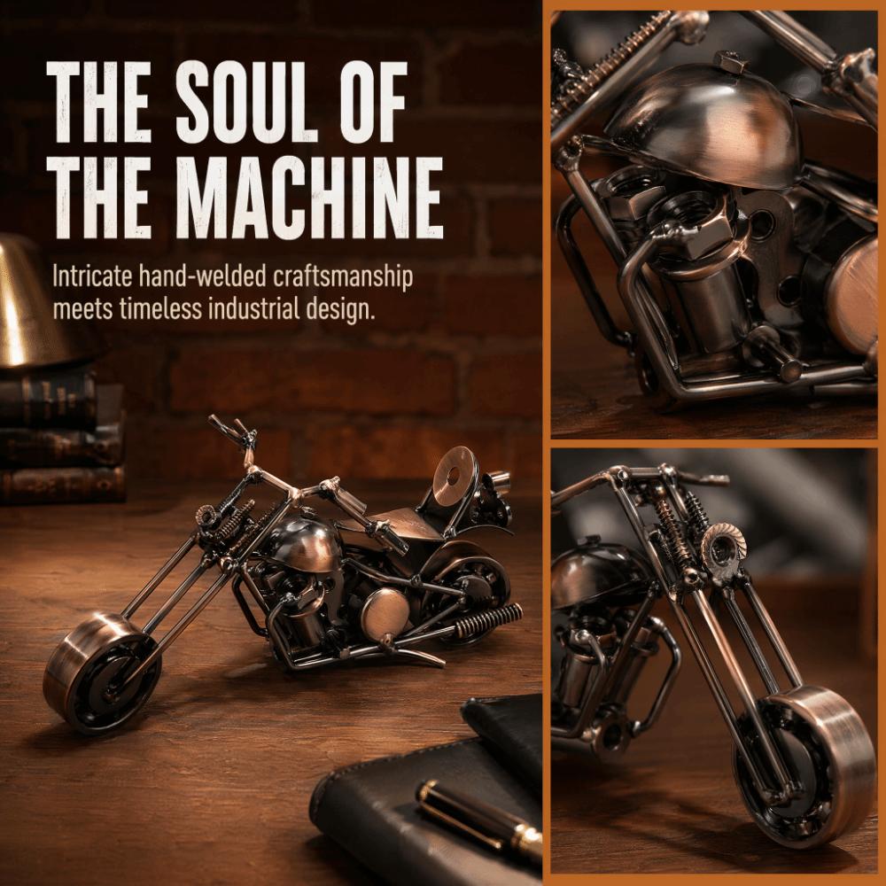 Handcrafted Metal Metal Motorcycle Model Movable Handlebar Motorcycle Figurine Office Desk