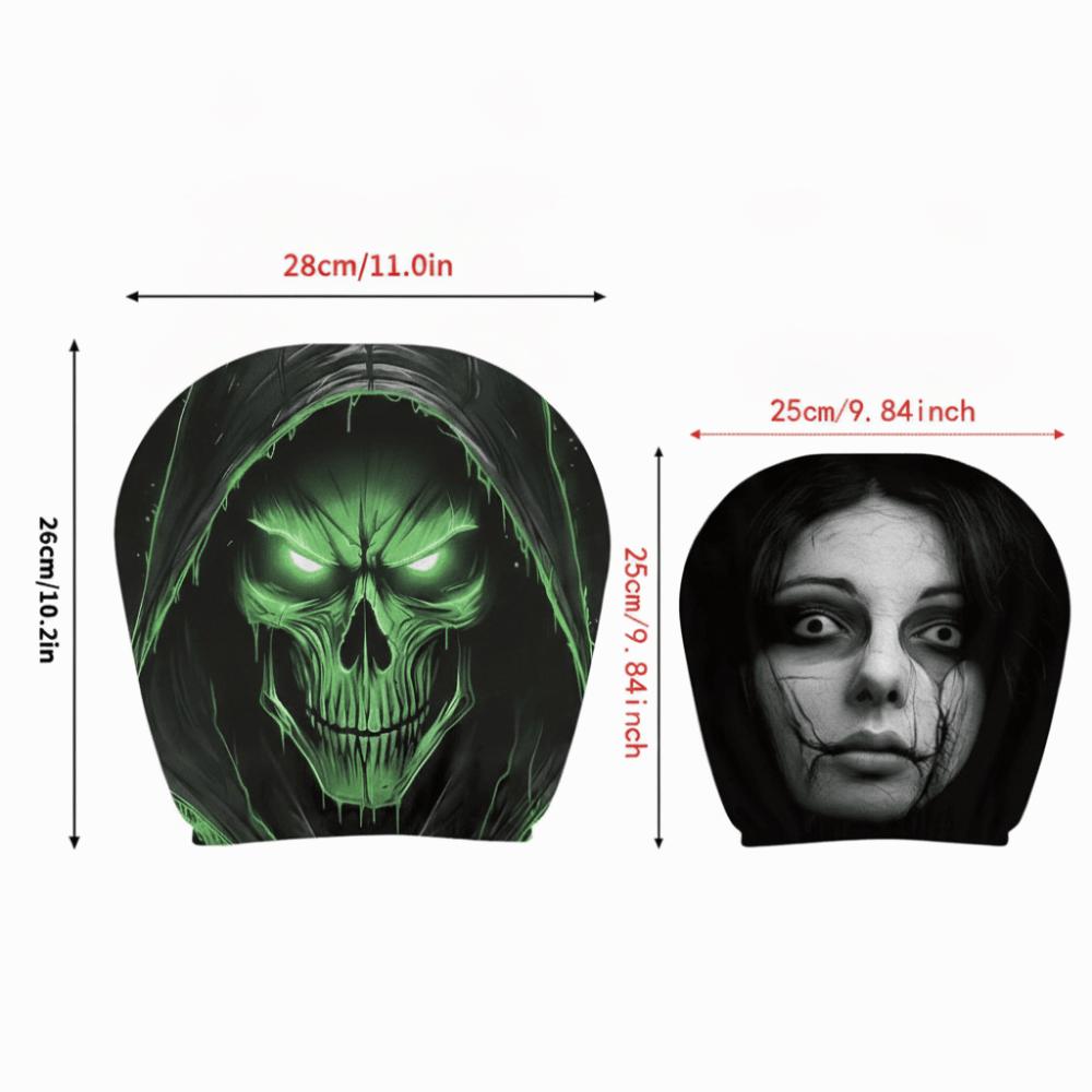 2 szt. Elastyczne Pokrowce na Zagłówki Samochodu na Halloween Dekoracja Wnętrza Samochodu Pokrowiec Wnętrze Samochodu