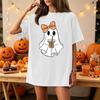Women's Halloween Graphic Short Sleeve T-Shirt Neck Casual Tee