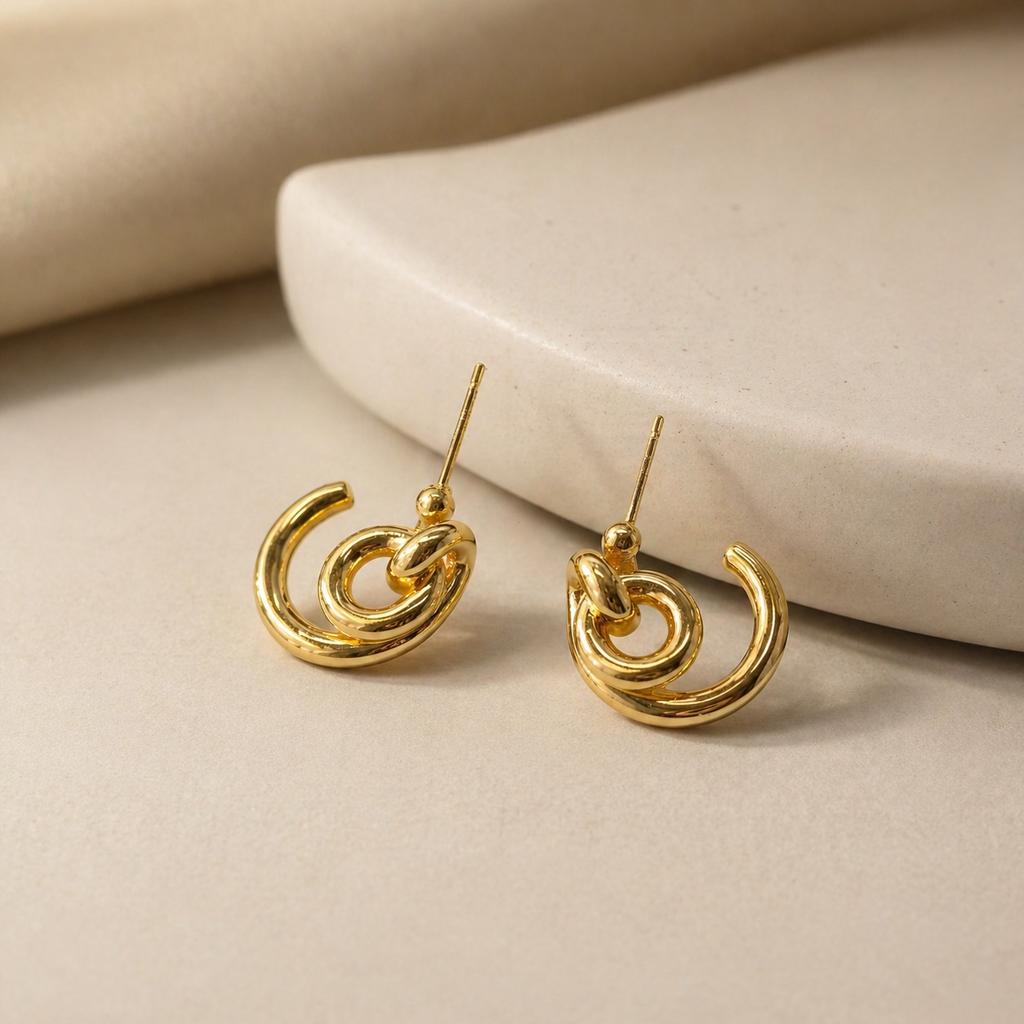 Stainless Steel Mixed Color Geometry Earrings Silver Gold Tone Oval 18K Gold Plated Waterproof Jewelry Women's Creative Earrings