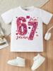 2026 Girls Fashion Pure Cotton TShirt Round Neck Top Number 67 Print Short Sleeve Breathable and Comfortable Sports Top