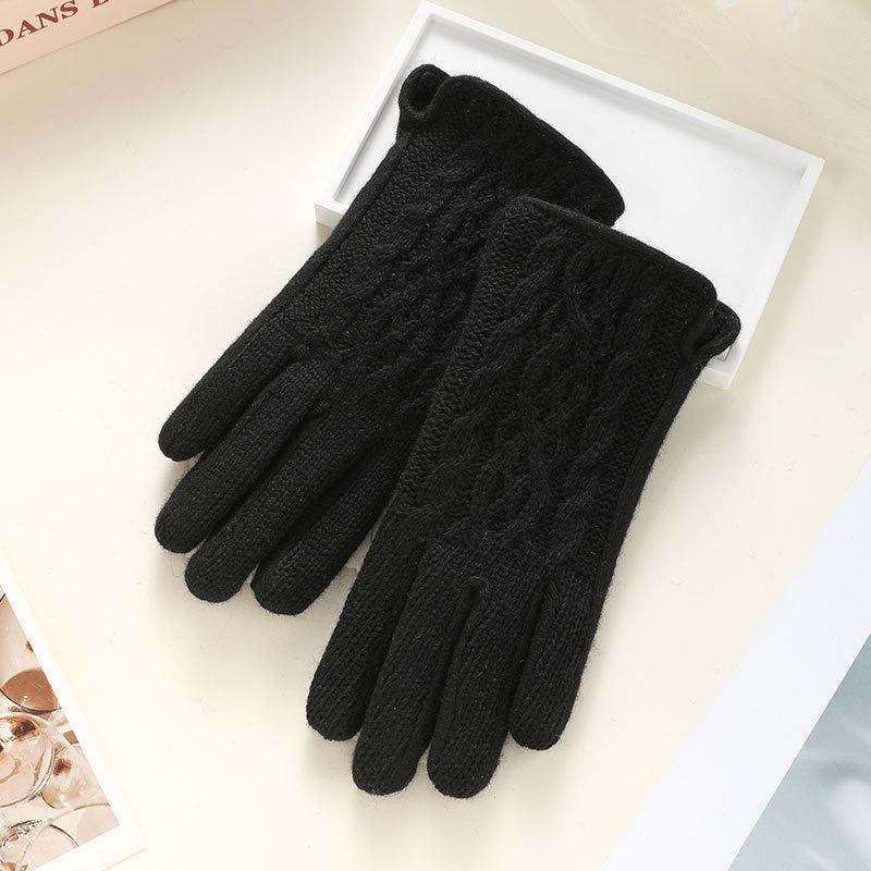 Cashmere Thermal Gloves for Women's Autumn and Winter Touch Screen Sub-fingers Korean Version of Fashion