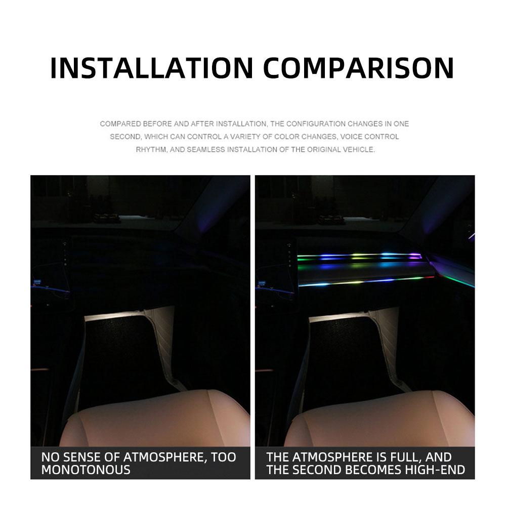 Full Colors USB Car LED Ambient Light Acrylic Strips Dashboard Lights RGB Car Interior Hidden App Remote Control Atmosphere Lamp