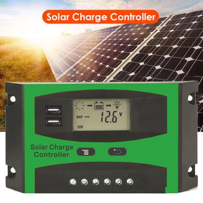 Ładowarka słoneczna 12V/24V Czarny Zielony Ekran LCD kontrolera ładowania