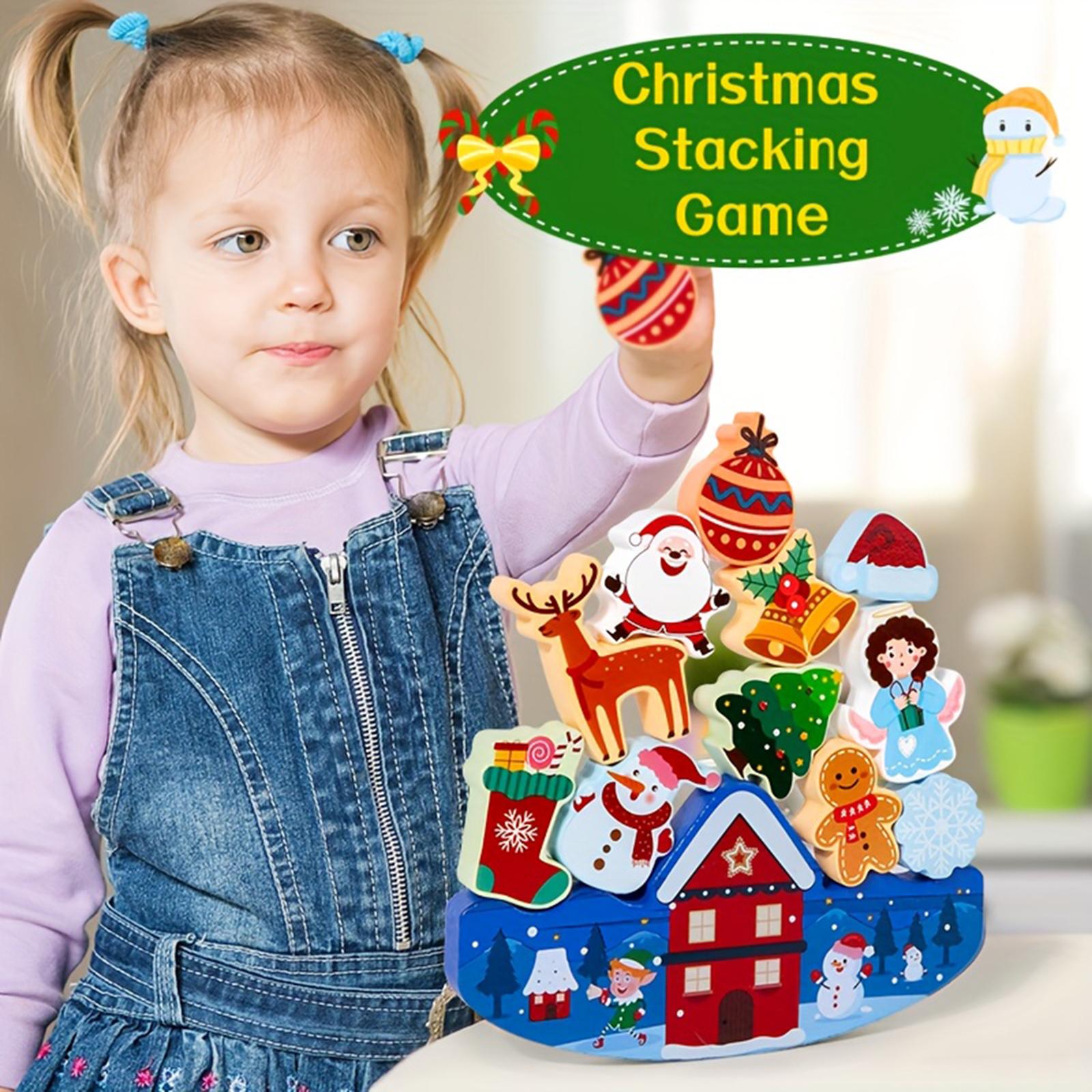 

Рождественская тема, Веселое складывание, Деревянная игрушка для складывания для малышей, Красочная рождественская игрушка для балансировки, Развивает мелкую моторику и ловкость One Size