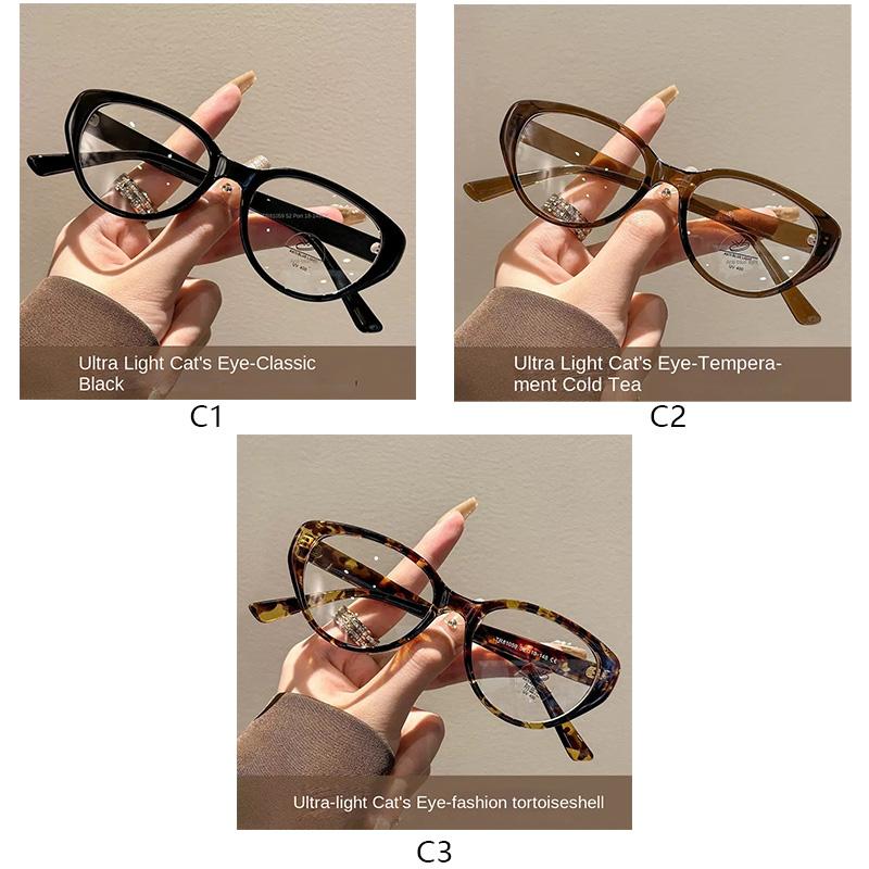 Retro Cat Eye Korean Glasses Fashionable Anti Blue Light Glasses Ultra Light Unisex Transparent Eyewear