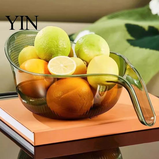 Non Slip Fruit Washer Multipurpose Rice Washing Bowl, with Handle, Plastic Kitchen Colander Basin, Compact Gadgets for Quinoa Pasta Vegetables