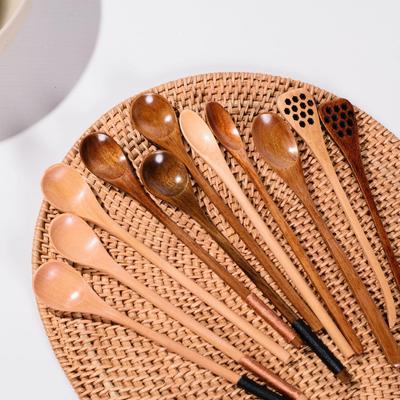 Camphor & Birch Wood Long-Handled Soup & Condiment Spoon Set