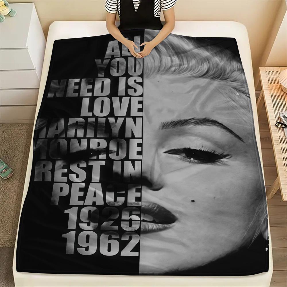 1PC Marilyn Monroe Print FlAannel Blanket, High quality Comfortable for All Seasons, Home Decor, Warmth and Comfort