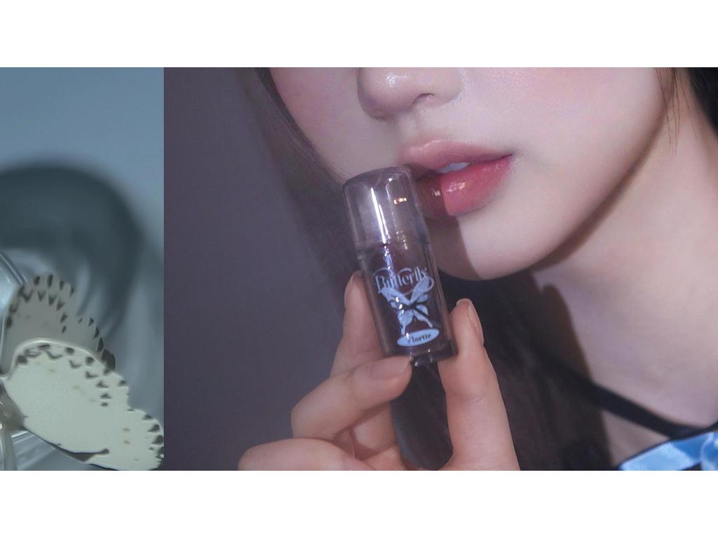 Translucent Glass Lips: FLORTTE Floria Butterfly Lip Essence Gloss Lipstick for Women